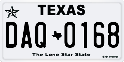 TX license plate DAQ0168