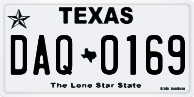 TX license plate DAQ0169