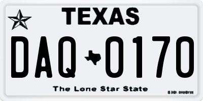 TX license plate DAQ0170