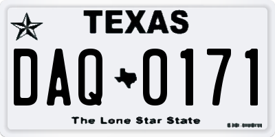 TX license plate DAQ0171