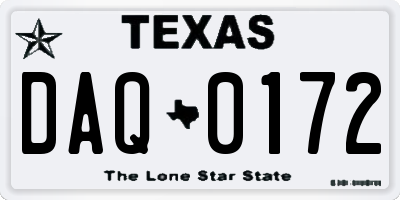 TX license plate DAQ0172