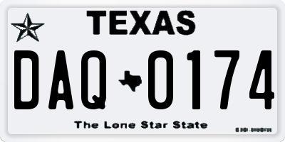 TX license plate DAQ0174