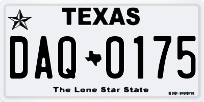 TX license plate DAQ0175