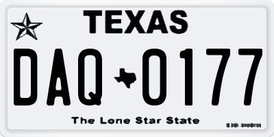 TX license plate DAQ0177