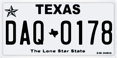 TX license plate DAQ0178