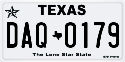 TX license plate DAQ0179