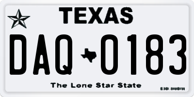 TX license plate DAQ0183