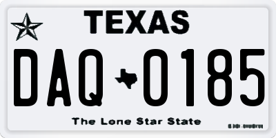 TX license plate DAQ0185
