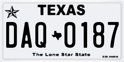 TX license plate DAQ0187
