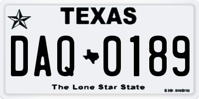 TX license plate DAQ0189