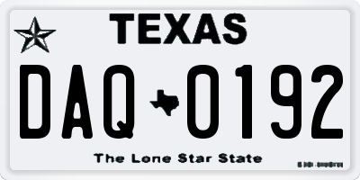 TX license plate DAQ0192