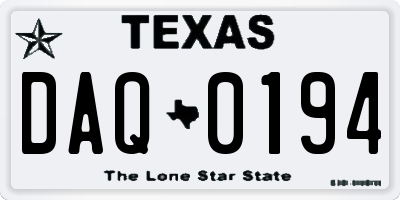TX license plate DAQ0194