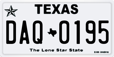 TX license plate DAQ0195