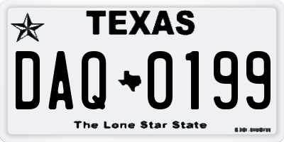 TX license plate DAQ0199