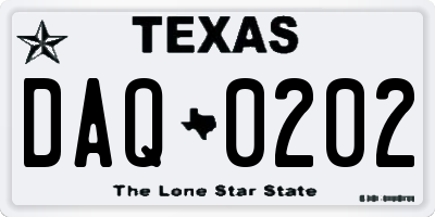 TX license plate DAQ0202