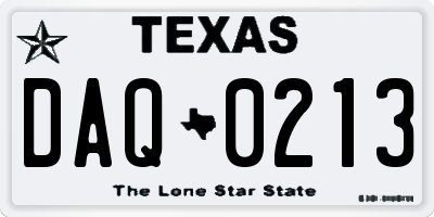 TX license plate DAQ0213