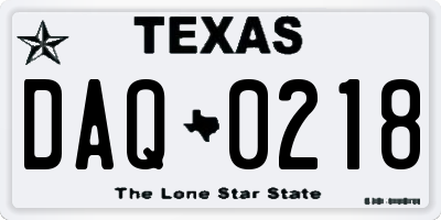 TX license plate DAQ0218