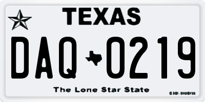 TX license plate DAQ0219