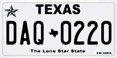TX license plate DAQ0220