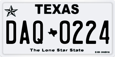TX license plate DAQ0224