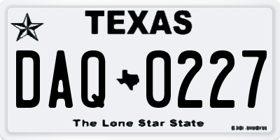 TX license plate DAQ0227