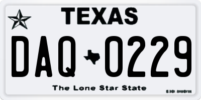 TX license plate DAQ0229