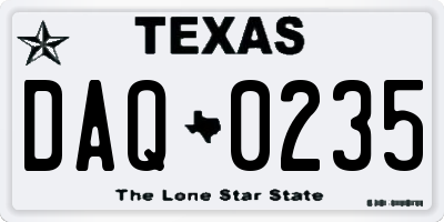 TX license plate DAQ0235