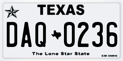 TX license plate DAQ0236