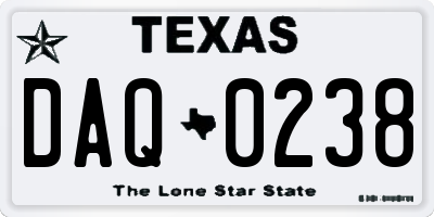 TX license plate DAQ0238