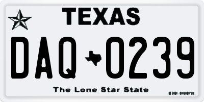 TX license plate DAQ0239