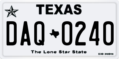 TX license plate DAQ0240