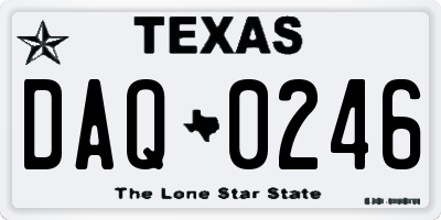 TX license plate DAQ0246