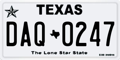 TX license plate DAQ0247