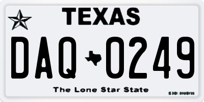 TX license plate DAQ0249