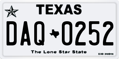 TX license plate DAQ0252