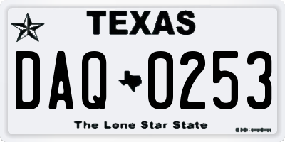 TX license plate DAQ0253