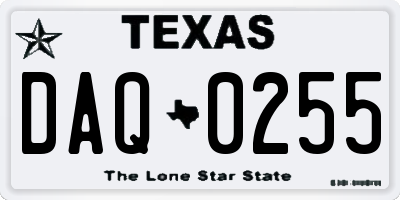 TX license plate DAQ0255
