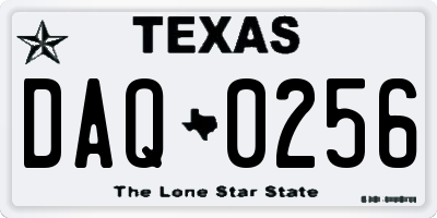 TX license plate DAQ0256