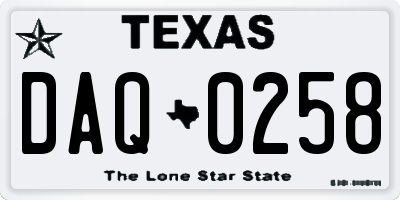 TX license plate DAQ0258