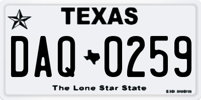 TX license plate DAQ0259