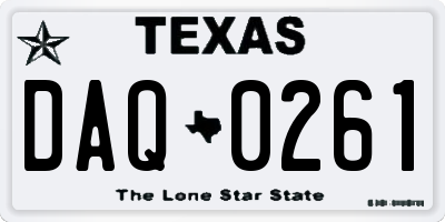 TX license plate DAQ0261