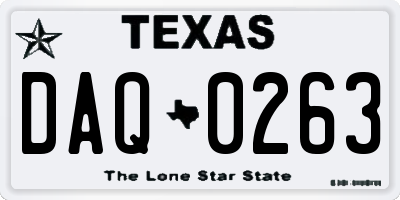 TX license plate DAQ0263