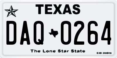 TX license plate DAQ0264