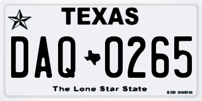 TX license plate DAQ0265