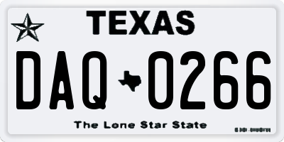 TX license plate DAQ0266