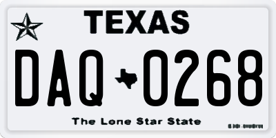 TX license plate DAQ0268