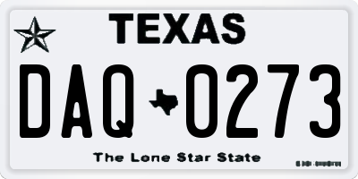 TX license plate DAQ0273