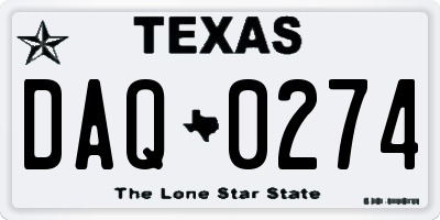 TX license plate DAQ0274