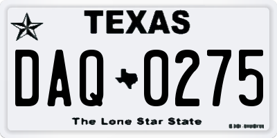 TX license plate DAQ0275