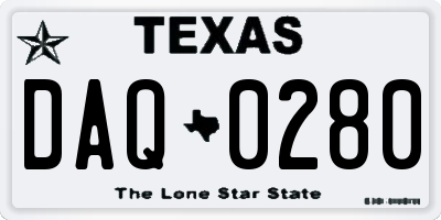 TX license plate DAQ0280